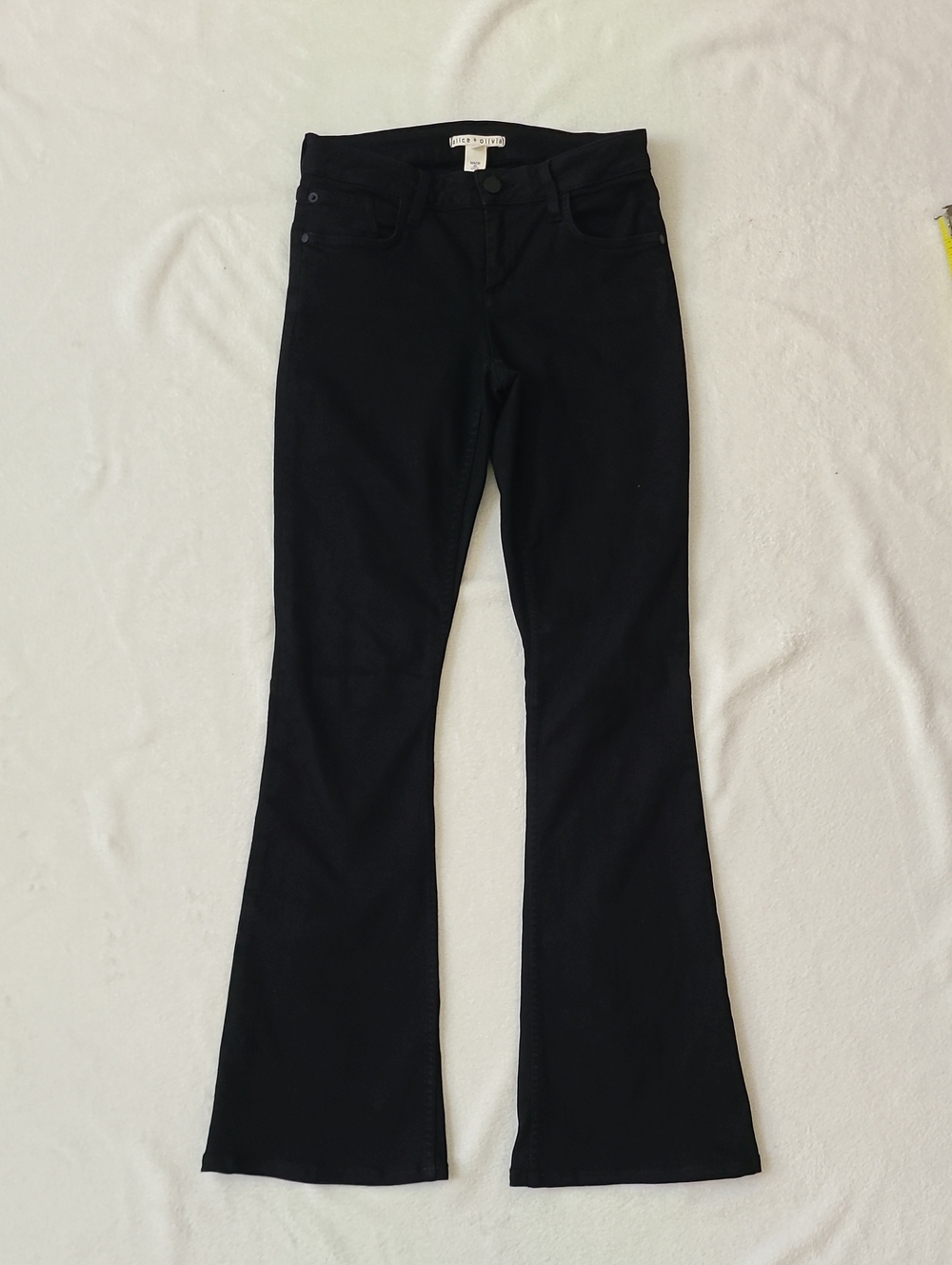Alice + Olivia Black Flare Jeans Pants 28 Bootcut Stretch Classic Quiet Luxury
